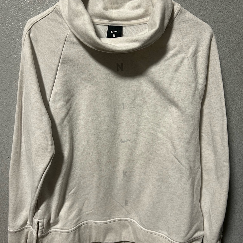 Nike Women’s Off-White Cowlneck Sweater with pockets. Size small